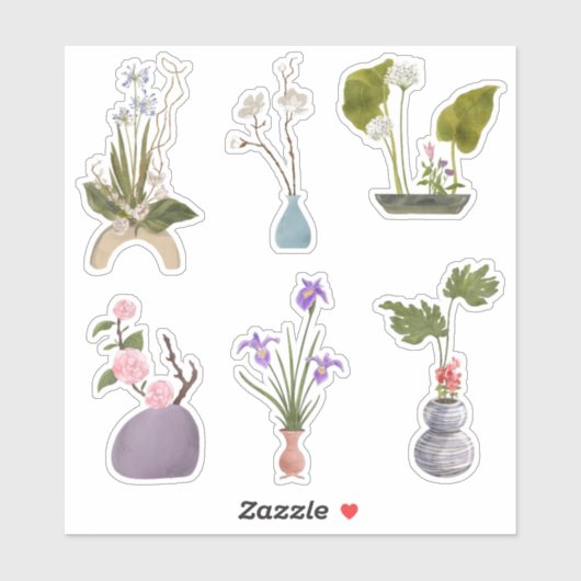 Bloem in Vase, op maat gesneden vinylsticker Sticker (Vel)