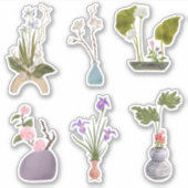 Bloem in Vase, op maat gesneden vinylsticker Sticker (Voorkant)
