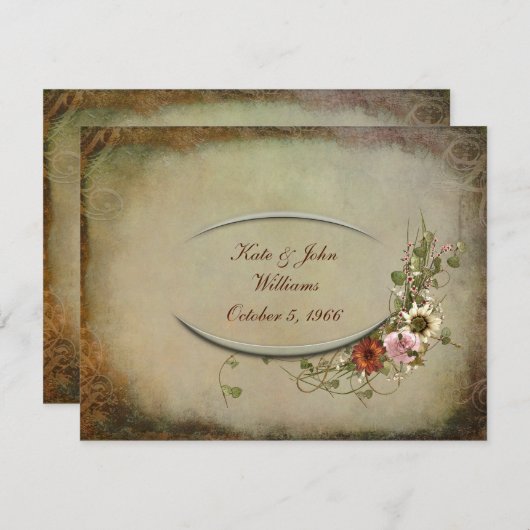 Bloem kader voor hernieuwing van geloften kaart (Voorkant / Achterkant)