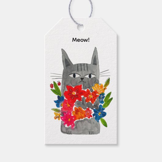 Bloem Kat Cadeaulabel (Voorkant)