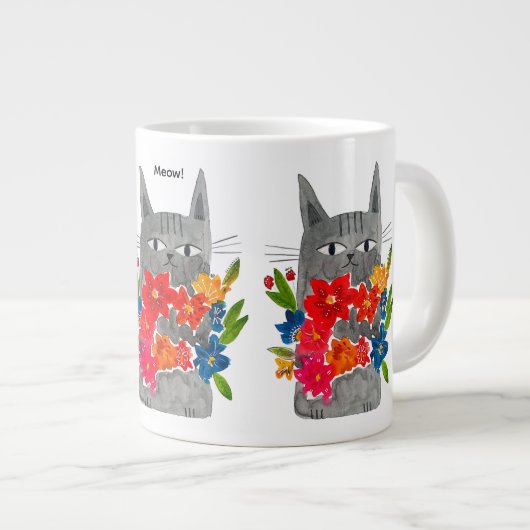 Bloem Kat Extra Grote Beker (Voorkant rechts)