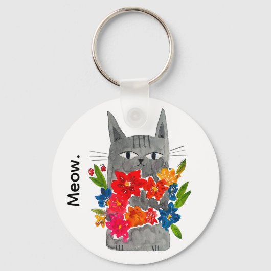 Bloem Kat Sleutelhanger (Voorkant)