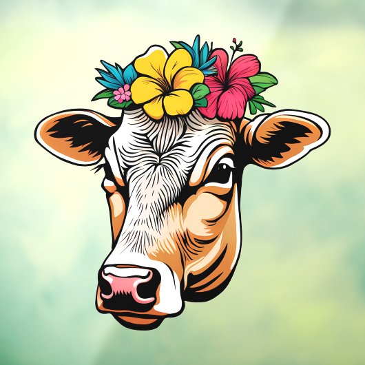 Bloem Koe Raamsticker (Vel 3)