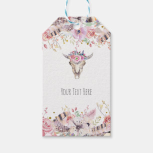 Bloem & Koeien schedel Boho Chic Landelijke Glamou Cadeaulabel