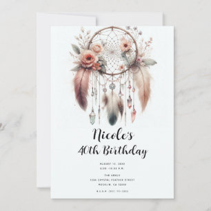 Bloem Kristal Veer Dreamcatcher Boho Verjaardag Kaart