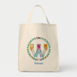 Bloem Letters Beginletter "W" met gepersonaliseerd Tote Bag