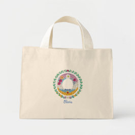 Bloem Letters Initiaal "O" met gepersonaliseerde n Mini Tote Bag