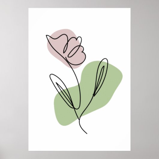 Bloem Lijn Kunst Poster (Voorkant)