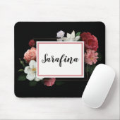 Bloem Lijst op zwarte  naam Mousepad Muismat (Met muis)