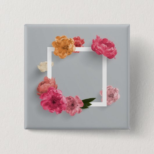 Bloem Lijst Vierkante Button 5,1 Cm (Voorkant)