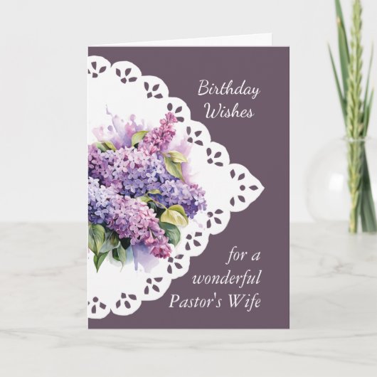 Bloem Lila Boeket Pastor's Vrouw Verjaardag Kaart (Voorkant)