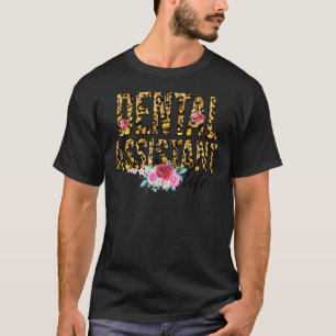 Bloem Luipaard Print Tandheelkundige Assistent Lev T-shirt