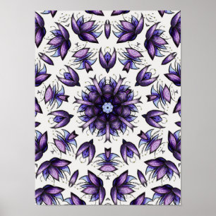 Bloem Mandala Abstract Kaleidoscopisch Patroon Poster