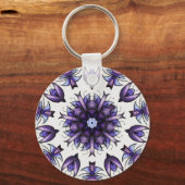 Bloem Mandala Abstract Kaleidoscopisch Patroon Sleutelhanger (Voorkant)