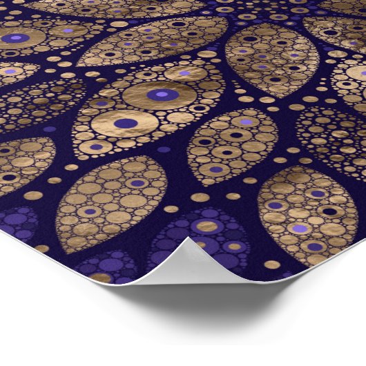 Bloem Mandala - Dot Art - Paars en goud Poster (Hoek)