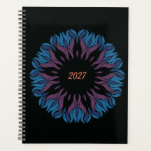 Bloem Mandala in blauw en mauve
