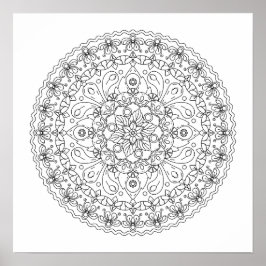 Bloem Mandala Kleuring voor Volwassenen Poster