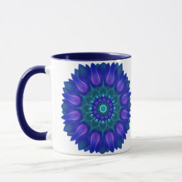 Bloem Mandala met gloeiende blauw Mok