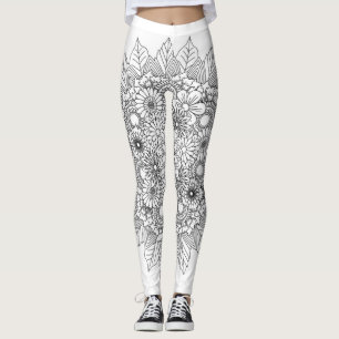 Bloem Mandala zwart en wit Leggings