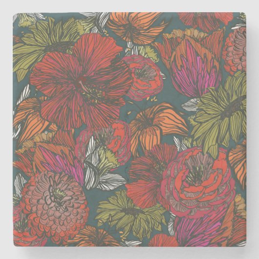 Bloem Medley Stenen Onderzetter (Voorkant)