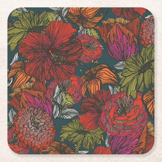 Bloem Medley Vierkante Kartonnen Onderzetter (Voorkant)