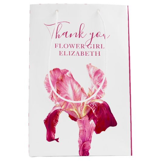 Bloem meisje dank u bruiloft iris rode gunst medium cadeauzakje (Voorkant)