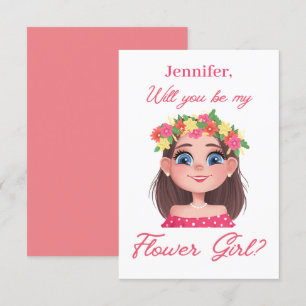 bloem meisje voorstel roze script schattig kaart