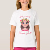 bloem meisje voorstel roze script schattig t-shirt (Voorkant)