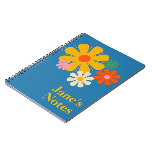 Bloem met de sluis Reto 60s 70s op blauw Notitieboek (Linkerzijde)