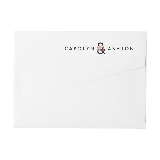 Bloem met een etiket op de langwerpige bruiloft (Achterkant)