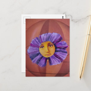 Bloem met een gezicht collage briefkaart