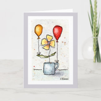 Bloem met Wenskaart Waterverf ballonnen Kaart