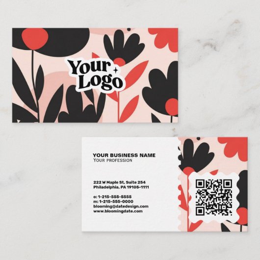 Bloem Moderne Visitekaartje – Qr-code & logo (Voorkant / Achterkant)