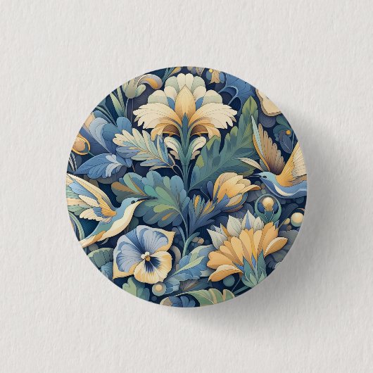 Bloem Morris kunst Ronde Button 3,2 Cm (Voorkant)