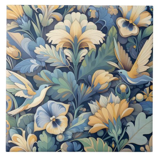 Bloem Morris kunst Tegeltje (Voorkant)