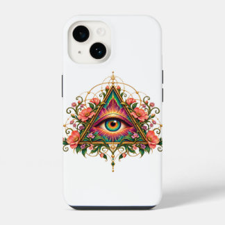 Bloem Mozaïek Oog iPhone 14 Stevige Hoes Hoesje