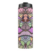 Bloem mozaïek roze panty bloemig elegant kleurrijk thermosbeker (Voorkant)