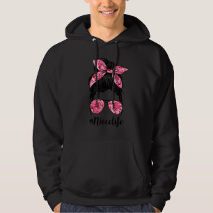 Bloem Niece Life Messy Bun Hair Glasses Pink Moth Hoodie