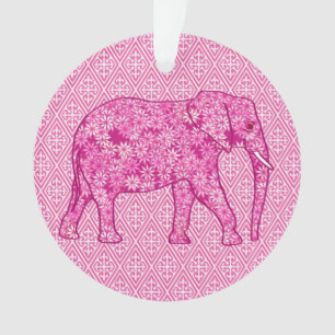 Bloem olifant - fuchsia roze ornament
