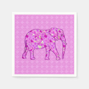 Bloem olifant - orchidee en magenta servet
