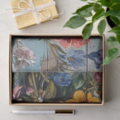 bloem op versleten blauwe achtergrond tissuepapier (Geschenk)