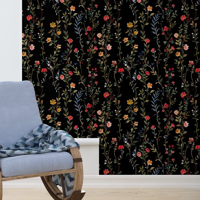 Bloem op zwarte wijnstokken behang (Creator heeft geüpload)