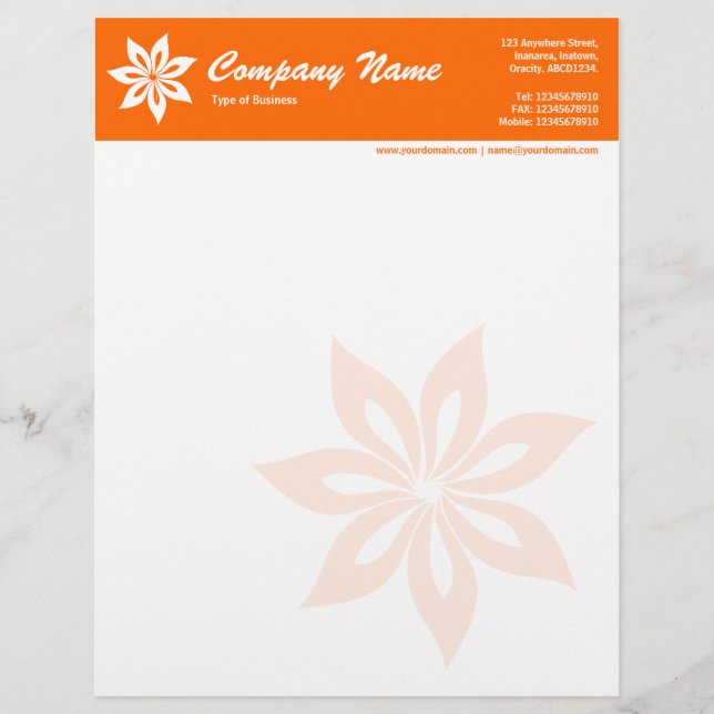 Bloem - Oranje Custom Briefhoofd (Voorkant)