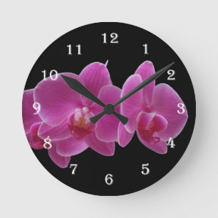 Bloem-orchidee-wandklok - Paarse Floral Ronde Klok