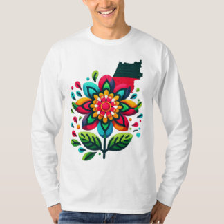 Bloem Palestina Vlag, Palestina zal vrij zijn, Flo T-shirt