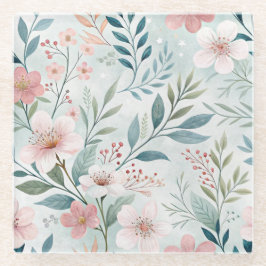 Bloem Patroon Tekening Pastel Glazen Onderzetter