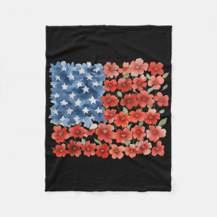Bloem penseelstreek Amerika Vlag 4 juli bloemrijk Fleece Deken