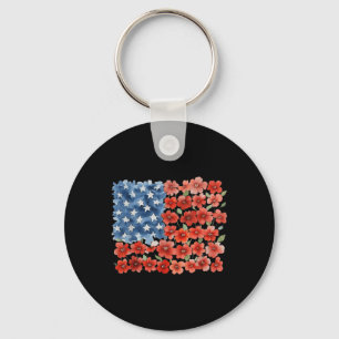 Bloem Penseelstreek Amerika Vlag 4 juli Bloemrijk Sleutelhanger