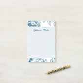 Bloem Pioen Blauw Post-it® Notes (Op bureau)