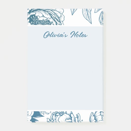 Bloem Pioen Blauw Post-it® Notes (Voorkant)